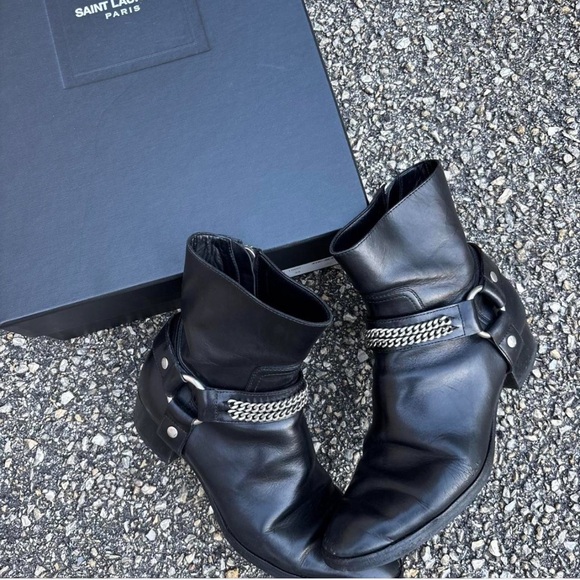 Saint Laurent Chain Wyatt Harness Boots - Picture 1 of 8